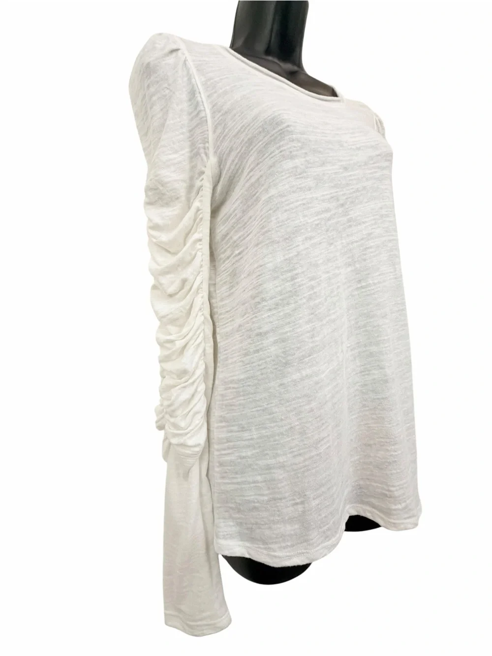 Free People We The Free White Ruched Sleeve Long Sleeve Top Small NWT